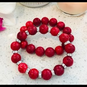 Red beaded coral bracelet